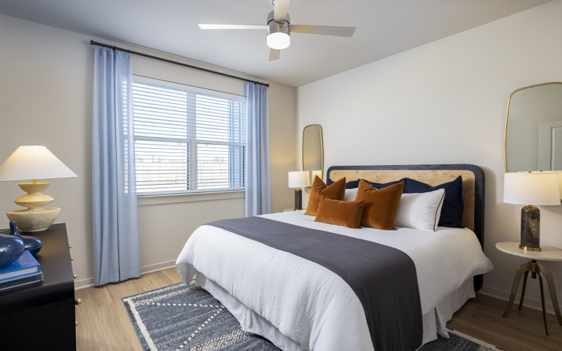 Bedroom with large windows