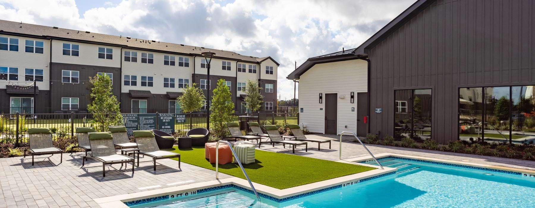 a swimming pool in a courtyard